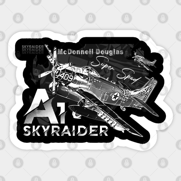 A-1 Skyraider Mcdonnel Douglas Vintage plane Sticker by aeroloversclothing